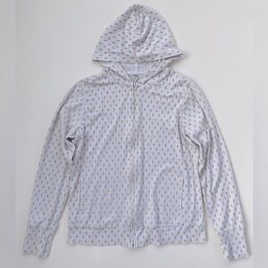 Uniqlo Women's Cream Ditsy Floral Spring Time Full Zip Hoodie Size XL